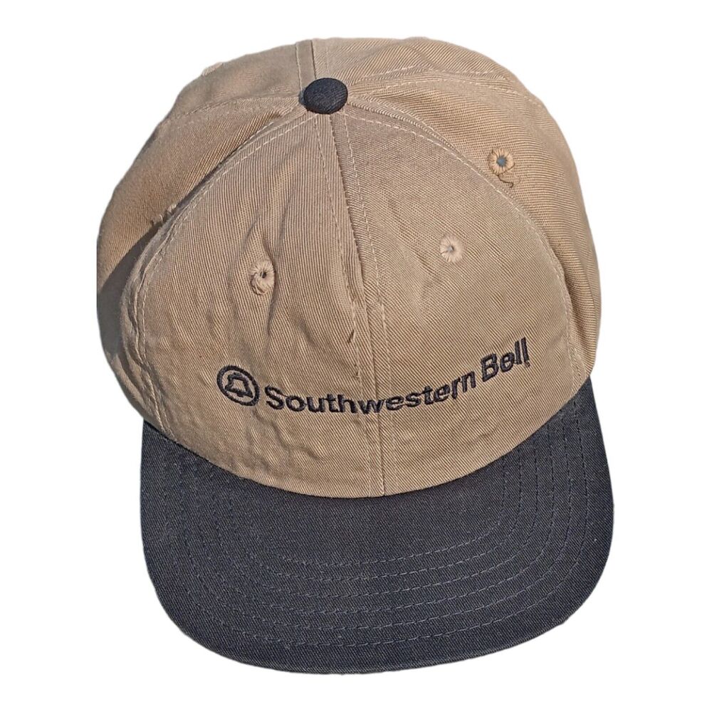 Vintage Southwestern Bell Strap-back baseball cap Khaki black Diamond Caps Numo